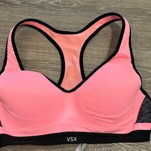 Victoria’s Secret VSX Underwire Sports Bra 36C Coral Black Racerback 308646